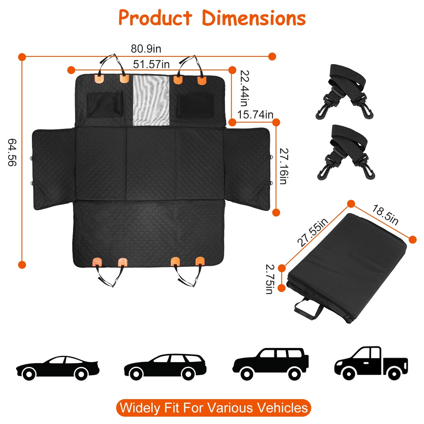 Dog Car Back Seat Cover – Waterproof, Mesh Window & Side Flaps