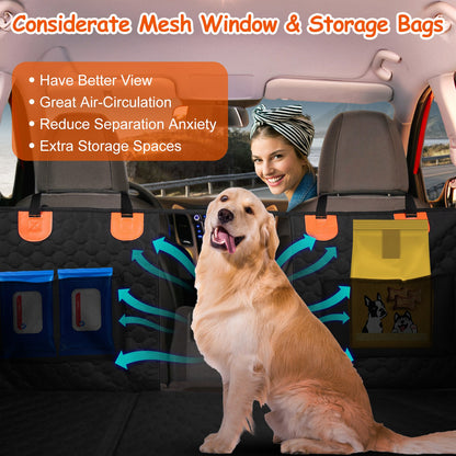 Dog Car Back Seat Cover – Waterproof, Mesh Window & Side Flaps