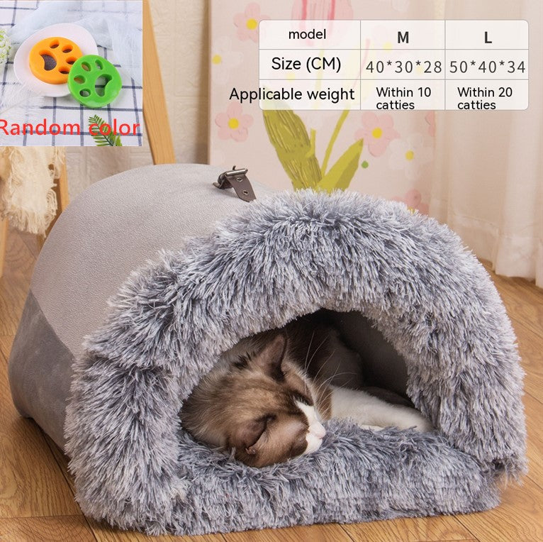Cozy Warm Plush Pet Nest Bed for Cats & Small Dogs