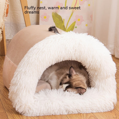 Cozy Warm Plush Pet Nest Bed for Cats & Small Dogs