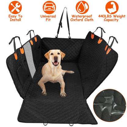 Dog Car Back Seat Cover – Waterproof, Mesh Window & Side Flaps