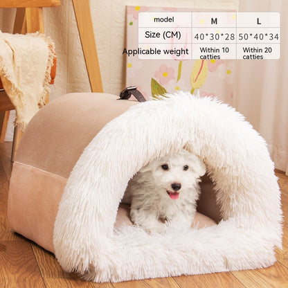 Cozy Warm Plush Pet Nest Bed for Cats & Small Dogs