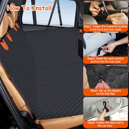 Dog Car Back Seat Cover – Waterproof, Mesh Window & Side Flaps