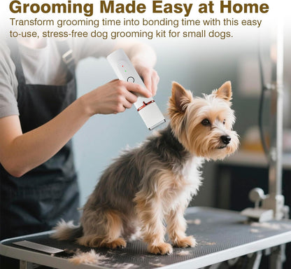 4-in-1 Pet Grooming Kit For Small Dogs & Cats – Quiet Clippers & Nail Grinder, Waterproof, Cordless, USB-C