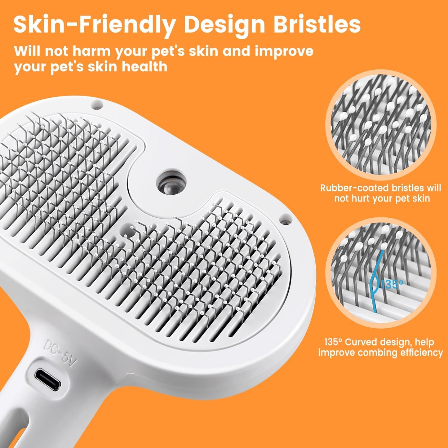Electric Cat Steam Brush – 3-in-1 Pet Grooming Comb with Water Spray for Cats and Dogs, USB Rechargeable
