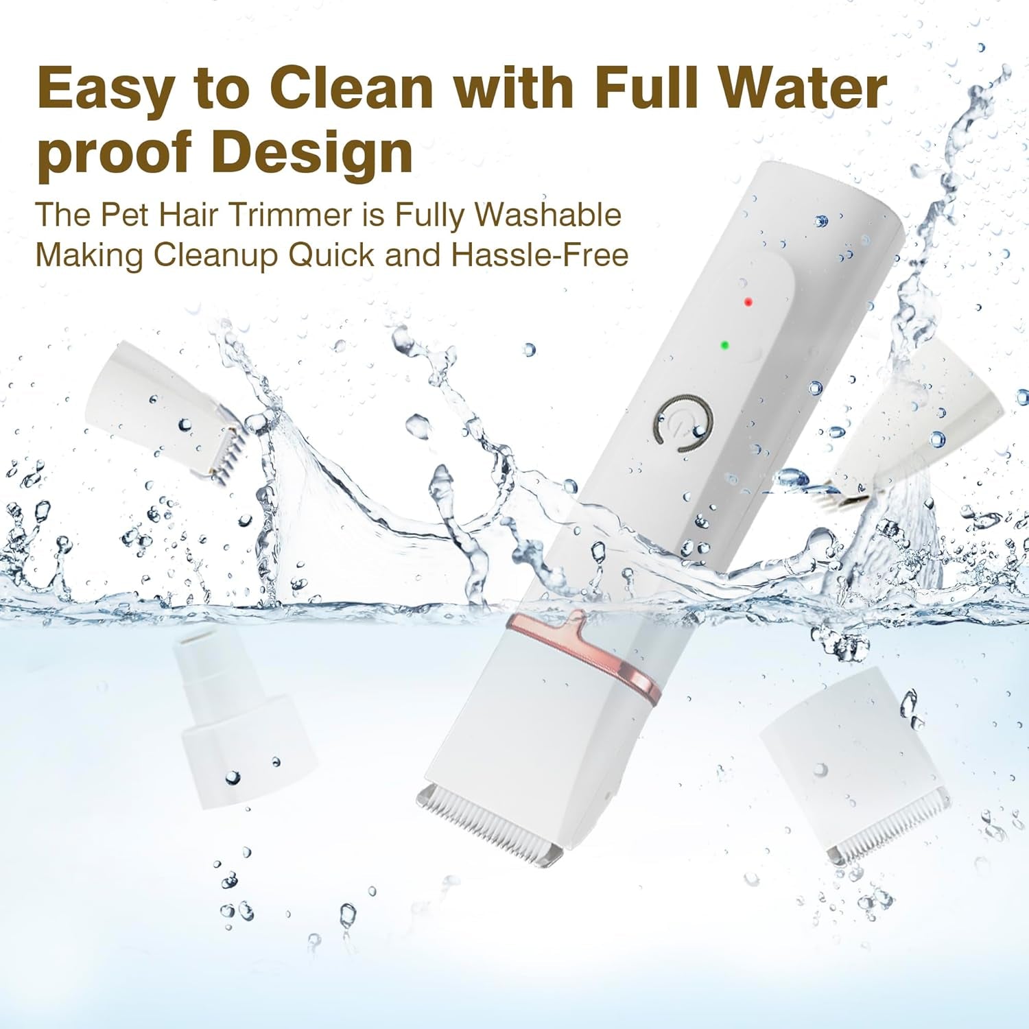 4-in-1 Pet Grooming Kit For Small Dogs & Cats – Quiet Clippers & Nail Grinder, Waterproof, Cordless, USB-C