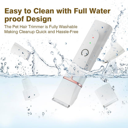 4-in-1 Pet Grooming Kit For Small Dogs & Cats – Quiet Clippers & Nail Grinder, Waterproof, Cordless, USB-C