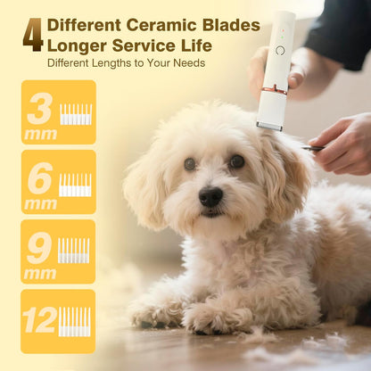 4-in-1 Pet Grooming Kit For Small Dogs & Cats – Quiet Clippers & Nail Grinder, Waterproof, Cordless, USB-C