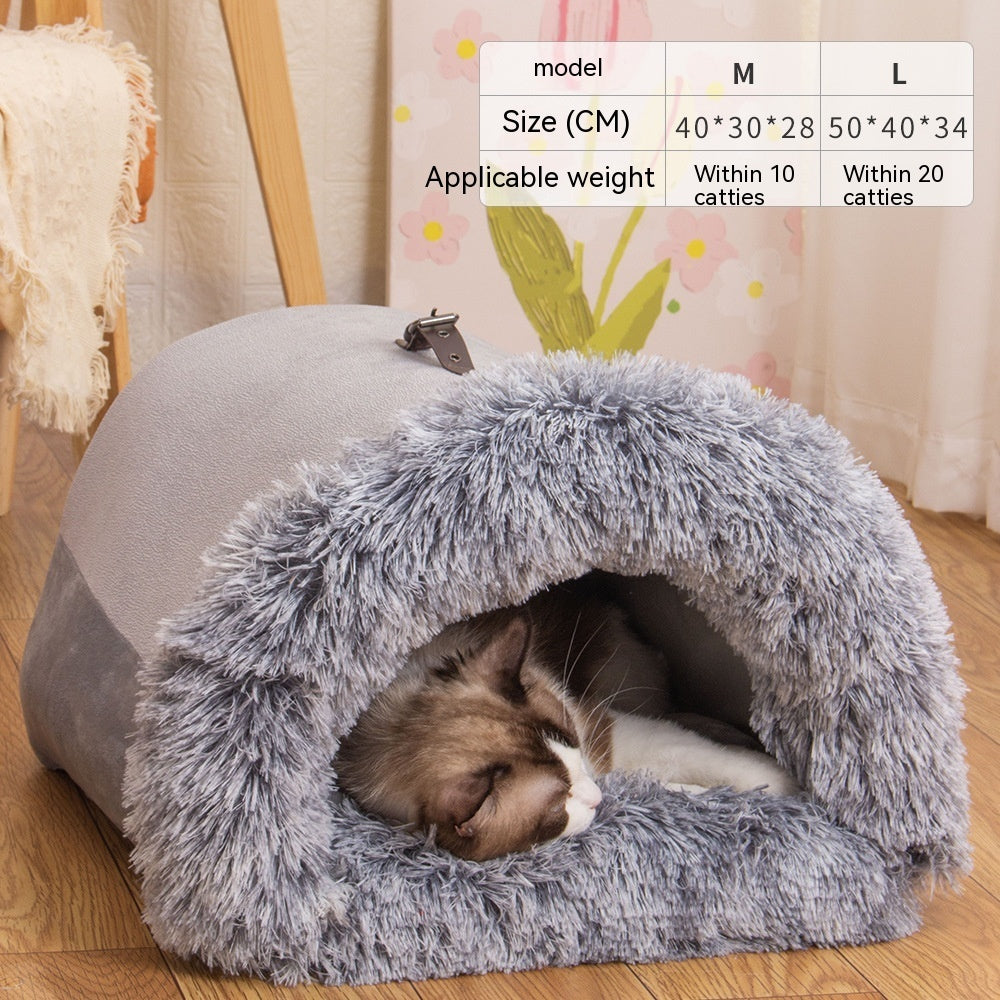 Cozy Warm Plush Pet Nest Bed for Cats & Small Dogs